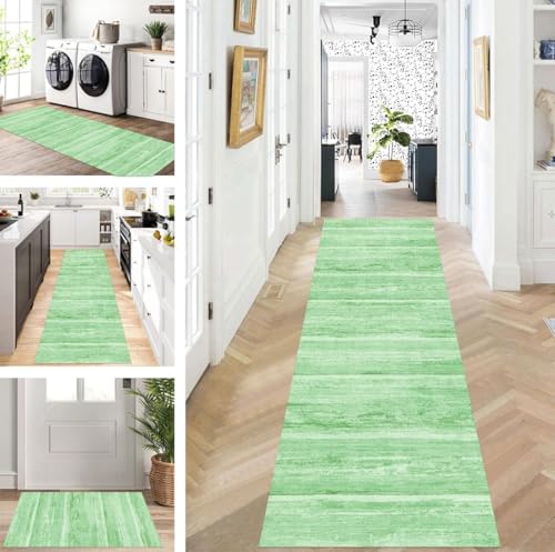 ZUZEKU Läufer Flur Küche Waschbar rutschfest 60X90cm Lang Grün Küchenteppich Flurteppich Teppich Fur Korridor Wohnzimmer Schlafzimmer Meterware Anpassbar von ZUZEKU