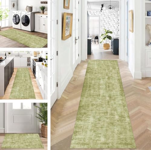 ZUZEKU Läufer Flur Küche Waschbar rutschfest 70X120cm Lang Gelb Grün Küchenteppich Flurteppich Teppich Fur Korridor Wohnzimmer Schlafzimmer Meterware Anpassbar von ZUZEKU
