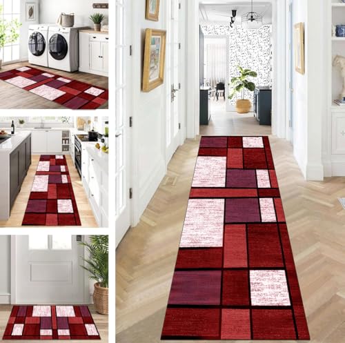 ZUZEKU Läufer Flur Küche Waschbar rutschfest 70X150cm Rot und weiß Lang Küchenteppich Flurteppich Teppich Fur Korridor Wohnzimmer Schlafzimmer Meterware Anpassbar ZUZEKU Läufer Flur Küche Waschbar rutschfest 70X150cm Rot und weiß Lang Küchenteppich Flurteppich Teppich Fur Korridor Wohnzimmer Schlafzimmer Meterware Anpassbar von ZUZEKU