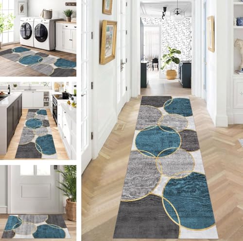 ZUZEKU Läufer Flur Küche Waschbar rutschfest 70X280cm Lang Blau Grau Gold Küchenteppich Flurteppich Teppich Fur Korridor Wohnzimmer Schlafzimmer Meterware Anpassbar ZUZEKU Läufer Flur Küche Waschbar rutschfest 70X280cm Lang Blau Grau Gold Küchenteppich Flurteppich Teppich Fur Korridor Wohnzimmer Schlafzimmer Meterware Anpassbar von ZUZEKU