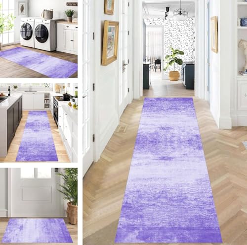 ZUZEKU Läufer Flur Küche Waschbar rutschfest 80X100cm Lang Lila Küchenteppich Flurteppich Teppich Fur Korridor Wohnzimmer Schlafzimmer Meterware Anpassbar von ZUZEKU