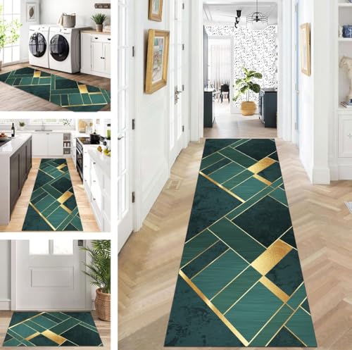 ZUZEKU Läufer Flur Küche Waschbar rutschfest 90X100cm Lang Grün Gold Küchenteppich Flurteppich Teppich Fur Korridor Wohnzimmer Schlafzimmer Meterware Anpassbar ZUZEKU Läufer Flur Küche Waschbar rutschfest 90X100cm Lang Grün Gold Küchenteppich Flurteppich Teppich Fur Korridor Wohnzimmer Schlafzimmer Meterware Anpassbar von ZUZEKU