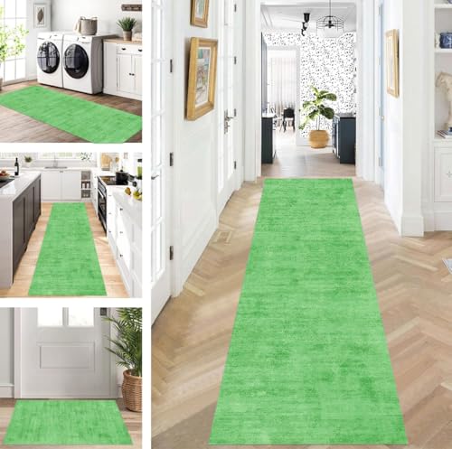 ZUZEKU Läufer Flur Küche Waschbar rutschfest 90X120cm Lang Grün Küchenteppich Flurteppich Teppich Fur Korridor Wohnzimmer Schlafzimmer Meterware Anpassbar von ZUZEKU