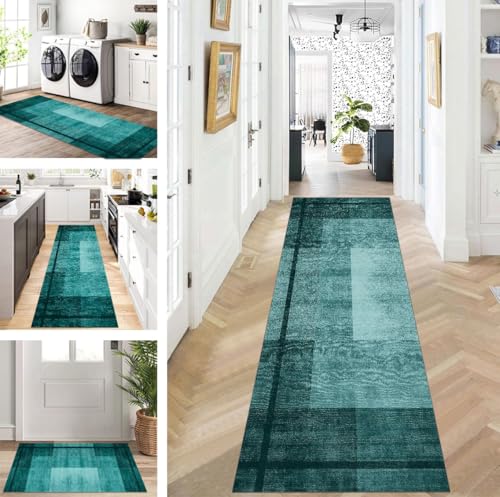 ZUZEKU Läufer Flur Küche Waschbar rutschfest 90X400cm Lang Cyan Läufer Küchenteppich Flurteppich Teppich Fur Korridor Wohnzimmer Schlafzimmer Meterware Anpassbar ZUZEKU Läufer Flur Küche Waschbar rutschfest 90X400cm Lang Cyan Läufer Küchenteppich Flurteppich Teppich Fur Korridor Wohnzimmer Schlafzimmer Meterware Anpassbar von ZUZEKU