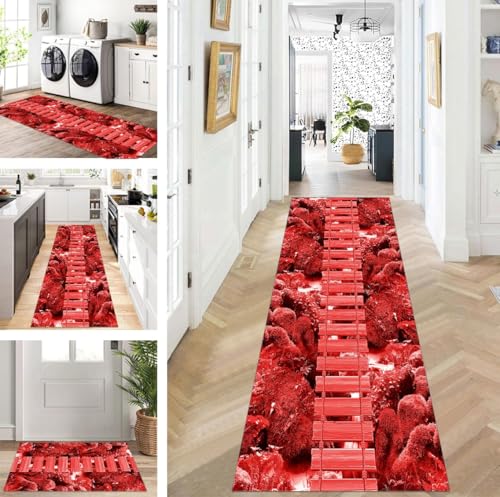 ZUZEKU Läufer Flur Küche Waschbar rutschfest Korridor Teppichmatten 50X450cm Lang Rot Küchenteppich Flurteppich Läufer Schlafzimmer Esszimmer Polyester Teppichläufer Meterware Anpassbar ZUZEKU Läufer Flur Küche Waschbar rutschfest Korridor Teppichmatten 50X450cm Lang Rot Küchenteppich Flurteppich Läufer Schlafzimmer Esszimmer Polyester Teppichläufer Meterware Anpassbar von ZUZEKU