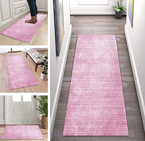 ZUZEKU Läufer Lang Flur rutschfest Teppich Küche Himmel Rosa Modern Korridor Teppichmatten 40X180cm Küchenteppich Schlafzimmer Esszimmer Polyester Meterware Anpassbar von ZUZEKU