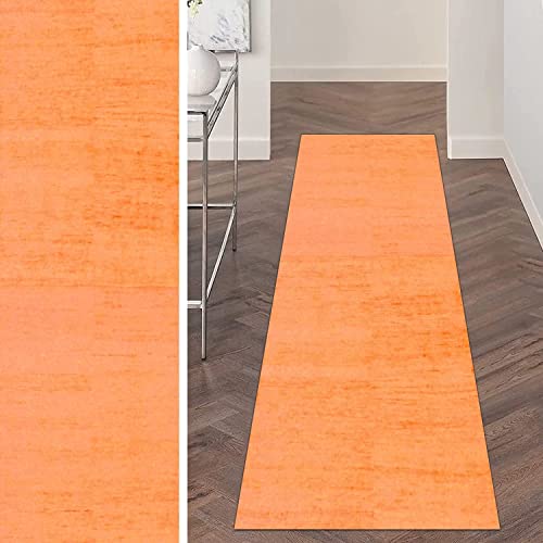 ZUZEKU Läufer Teppich Flur Küche Orange rutschfest 80x140cm Küchenläufer Teppichmatten Waschbar Korridor Teppichläufer Küchenteppich Schlafzimmer Esszimmer Polyester Meterware Anpassbar von ZUZEKU