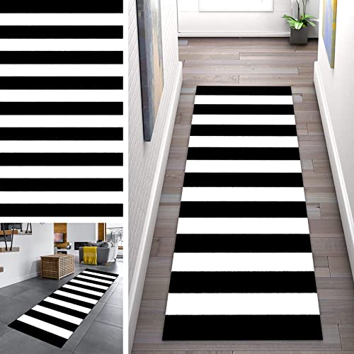 ZUZEKU Rugs Modern Läufer Flur Teppich Schwarz Weiß Muster Teppichläufer für Flur Küche, Schlafzimmer, Esszimmer, Flurläufer Polyester Meterware Anpassbar (Color : Color, Size : 70x250cm) von ZUZEKU