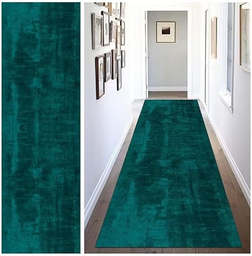 ZUZEKU Teppich Läufer Flur Küche rutschfest Waschbar 100X300cm Modern Küchenläufer Flurläufer Lang Polyester Dunkelgrün Teppichläufer für Korridor Schlafzimmer Wohnzimmer Meterware Eingang von ZUZEKU