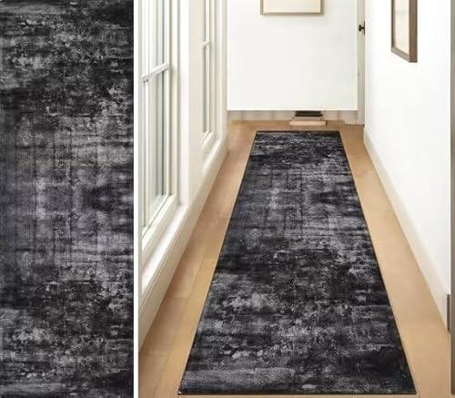ZUZEKU Teppich Läufer Flur Küche rutschfest Waschbar Schwarz Grau 60X100CM Vintage Meterware, Teppichläufer Kücheläufer Polyester Anpassbar ZUZEKU Teppich Läufer Flur Küche rutschfest Waschbar Schwarz Grau 60X100CM Vintage Meterware, Teppichläufer Kücheläufer Polyester Anpassbar von ZUZEKU