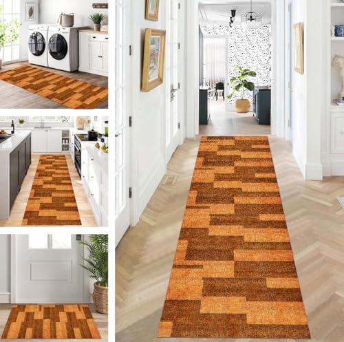 ZUZEKU Teppich Läufer Lang Flur Küche rutschfest waschbar Teppichmatten Modern Design Küchenläufer 40X80cm Küchenteppich Meterware Esszimmer Schlafzimmer Wohnzimmer Schmutzfangmatte von ZUZEKU
