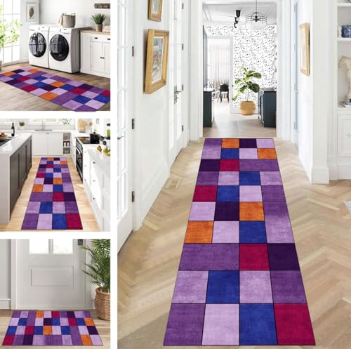 ZUZEKU Teppich Läufer Lang Flur Küche rutschfest waschbar Teppichmatten Modern Design Küchenläufer Blau Rot Lila 90X250cm Küchenteppich Meterware Esszimmer Schlafzimmer Wohnzimmer Schmutzfangmatte ZUZEKU Teppich Läufer Lang Flur Küche rutschfest waschbar Teppichmatten Modern Design Küchenläufer Blau Rot Lila 90X250cm Küchenteppich Meterware Esszimmer Schlafzimmer Wohnzimmer Schmutzfangmatte von ZUZEKU