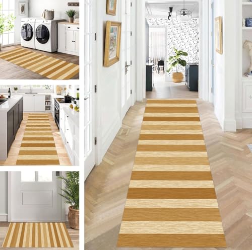 ZUZEKU Teppich Läufer Lang Flur Küche rutschfest waschbar Teppichmatten Modern Design Küchenläufer Braun 40X90cm Küchenteppich Meterware Esszimmer Schlafzimmer Wohnzimmer Schmutzfangmatte von ZUZEKU
