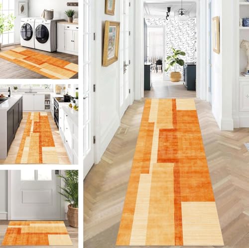 ZUZEKU Teppich Läufer Lang Flur Küche rutschfest waschbar Teppichmatten Modern Design Küchenläufer Orange 90X500cm Küchenteppich Meterware Esszimmer Schlafzimmer Wohnzimmer Schmutzfangmatte ZUZEKU Teppich Läufer Lang Flur Küche rutschfest waschbar Teppichmatten Modern Design Küchenläufer Orange 90X500cm Küchenteppich Meterware Esszimmer Schlafzimmer Wohnzimmer Schmutzfangmatte von ZUZEKU