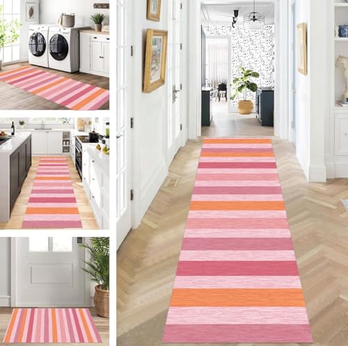 ZUZEKU Teppich Läufer Lang Flur Küche rutschfest waschbar Teppichmatten Modern Design Küchenläufer Rosa Rot Orange 55X150cm Küchenteppich Meterware Esszimmer Schlafzimmer Wohnzimmer Schmutzfangmatte ZUZEKU Teppich Läufer Lang Flur Küche rutschfest waschbar Teppichmatten Modern Design Küchenläufer Rosa Rot Orange 55X150cm Küchenteppich Meterware Esszimmer Schlafzimmer Wohnzimmer Schmutzfangmatte von ZUZEKU