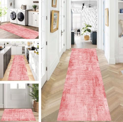 ZUZEKU Teppich Läufer Lang Rot Flur Küche rutschfest waschbar Teppichmatten Modern Design Küchenläufer 60X90cm Küchenteppich Meterware Esszimmer Schlafzimmer Wohnzimmer Schmutzfangmatte von ZUZEKU