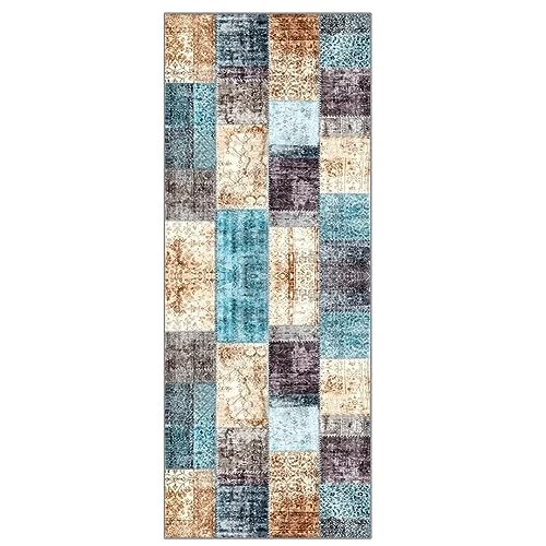 ZUZEKU Vintage Läufer Flur Küche Waschbar rutschfest 100X100cm Marokko Style Bunt Lang Küchenteppich Flurteppich Teppich Fur Korridor Wohnzimmer Schlafzimmer Meterware Anpassbar von ZUZEKU