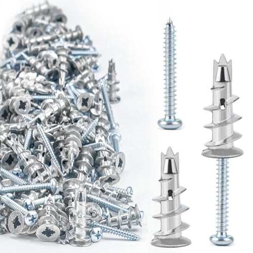 Rigipsdübel Gipskartondübel Metall Selbstbohrender Hohlraumdübel mit Rigips Schrauben für Gipsbauplatten (60 Stück) von ZUZGO