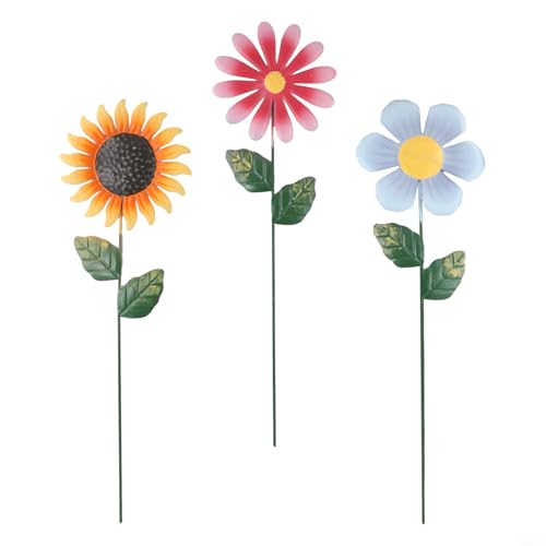 3 x große Metall-Sonnenblumen-Gartenstecker Ornamente, 48 cm, wetterbeständig, Outdoor-Dekoration, Skulptur für Terrasse, Rasen 3 x große Metall-Sonnenblumen-Gartenstecker Ornamente, 48 cm, wetterbeständig, Outdoor-Dekoration, Skulptur für Terrasse, Rasen von ZUZZEE