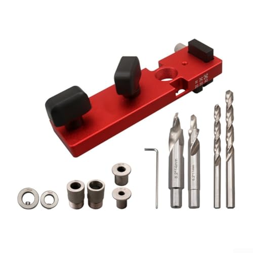 Aluminium-Profilstanzer Positionierungswerkzeug für DIY-Projekte, Holzbearbeitung, Bohrvorrichtung mit Anschlagringen, Bohrbuchsen (Paket 2) von ZUZZEE