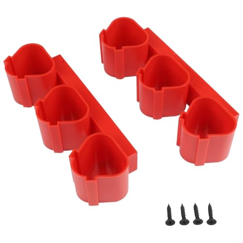 Batteriehalter zur Wandmontage für Bosch 10,8 V 12 V Werkzeuge, Kunststoff-Dock-Halterung mit Schrauben, platzsparender Organizer, rot, 2 Stück (rot) von ZUZZEE