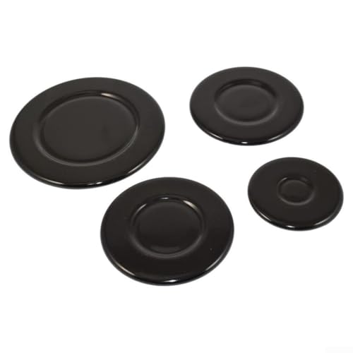 Gasherd-Brenner-Abdeckungs-Set, 4-teilig, Gusseisen-Aluminium-Brennerhüte für Sabaf-Herd, Ersatzteile, schwarz, 55 mm, 75 mm, 100 mm, Wärmeverteilungssteuerung (konkav) von ZUZZEE