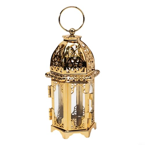 Große marokkanische Glaslaterne, Teelichthalter mit Eisenrahmen für Zuhause, Garten, Hochzeit, Dekoration (2) von ZUZZEE