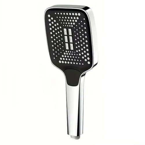 Hochdruck-Duschkopf mit 3 Modi und Ein-/Aus-Schalter, Chrom-Handbrause mit Wasserspar-Spray, schwarzes ABS (Silber) von ZUZZEE