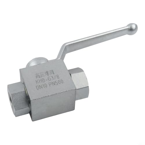 Hydraulischer Kugelhahn aus Karbonstahl, 2-Wege-Hochdruck-500 bar, Innengewinde, 1/4 Zoll, 3/8, 1/2 Zoll, 3/4 Zoll, Größen erhältlich für Wasser-, Öl- und Gasanwendungen (G3/8) von ZUZZEE