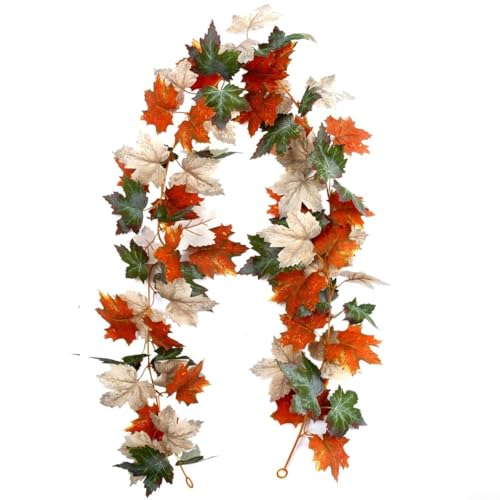 Künstliche Herbstblattgirlande zum Aufhängen, 175 cm, Herbstblätter, Dekoration für Zuhause, Kamin, Party, Geländer, Tischsims, saisonale Dekoration (F) von ZUZZEE
