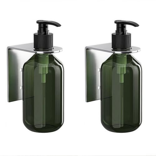 Manueller Seifenspender mit Pumpflasche, 300 ml, zur Wandmontage, für Shampoo, Conditioner, Duschgel, Lotion in Bad oder Küche, silberfarben, 2 Stück Manueller Seifenspender mit Pumpflasche, 300 ml, zur Wandmontage, für Shampoo, Conditioner, Duschgel, Lotion in Bad oder Küche, silberfarben, 2 Stück von ZUZZEE