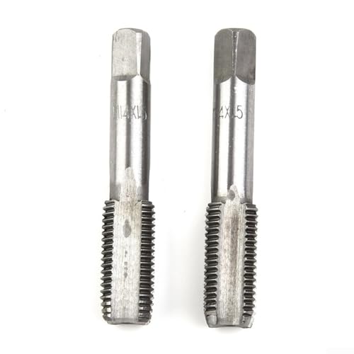 Metrischer gerader geriffelter Handgewindebohrer für HSS-Maschine, Gewindeschneider-Set, Rechtshänder, Werkzeug für Metall, Stahl, Aluminium, 12–20 mm mit 1,5 mm Teilung (M14 x 1,5 mm) von ZUZZEE