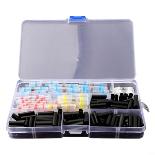 Schrumpf-Lötdrahtverbinder, wasserdichte Hülsen, Terminals, Marine, Automobil, Elektro, 50–800 Stück, verschiedene Größen, Kabelquerschnitt-Set (250 Stück) von ZUZZEE