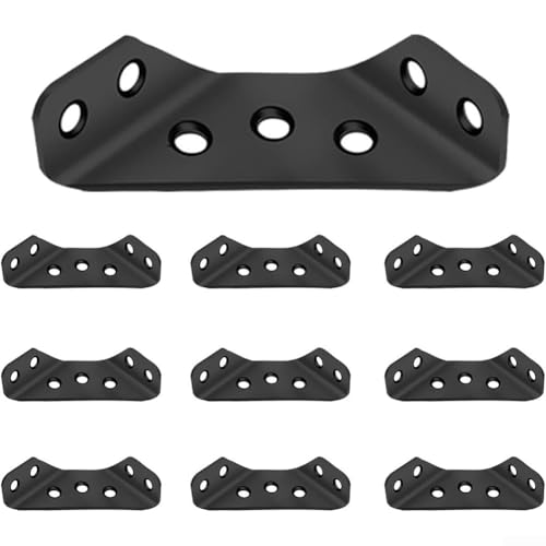 Stahl-Eckwinkel, Möbelrahmenverbinder, Winkelstützwinkel für Regale, Schränke, Bücherregale, 4 oder 10 Stück, schwarz, 62 x 23 x 15 mm (10 Stück) von ZUZZEE