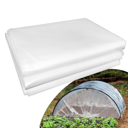 Transparente Gewächshausfolie Pflanzendämmung Abdeckung PE Wetterschutzfolie für Garten Frühbeet Folientunnel (2 x 4 m) von ZUZZEE