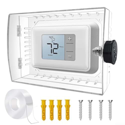 Wandmontierter Thermostat-Schlosskasten mit rücksetzbarem Zahlenschloss, große PC-Thermostatabdeckung für Heimheizungsregelungsschutz, transparent von ZUZZEE