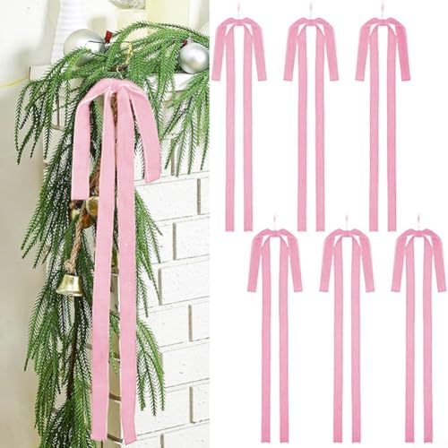 Weihnachtsbaumschmuck mit Samtschleife im Vintage-Stil, 30,5 cm, verschiedene festliche Farben, für Kranz und Urlaubsdekoration (Pinl) von ZUZZEE