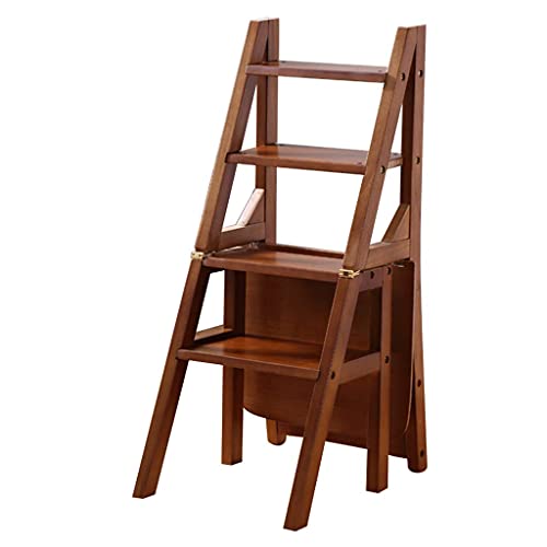 ZVALIEVYE Klappbarer Treppenstuhl, Massivholz, 4 Stufen, Leiterhocker, Mehrzweck-Blumenregal, Doppelzweckregal, ideal für Büro/Bibliothek von ZVALIEVYE