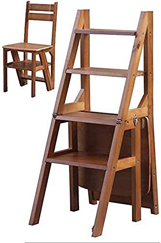 ZVALIEVYE Klappleiter aus Holz, 4-lagig, Massivholz, Leiterstuhl, moderner Sitz, Doppelnutzung, Leiterhocker, Holzleiter, zusammenklappbarer Esszimmerstuhl, Leiterhocker, Treppenhocker (Wh/Braun ZVALIEVYE Klappleiter aus Holz, 4-lagig, Massivholz, Leiterstuhl, moderner Sitz, Doppelnutzung, Leiterhocker, Holzleiter, zusammenklappbarer Esszimmerstuhl, Leiterhocker, Treppenhocker (Wh/Braun von ZVALIEVYE