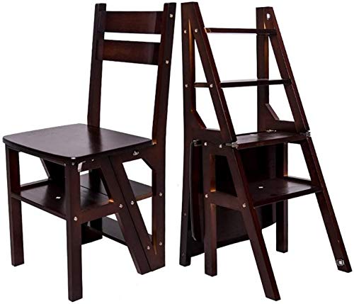 ZVALIEVYE Klapptreppe Massivholz Verformbar Leiter Hocker Multifunktional Flip Faltbar Design Tritthocker Haushalt Klappstuhl mit 4 Stufen - 4 Col(C)/C von ZVALIEVYE