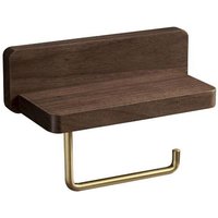 (10 x 20 cm) Doppelter Toilettenpapierhalter aus massivem Buchenholz, zur Wandmontage, selbstklebender Toilettenpapierhalter mit abgerundeten Ecken, von ZVD