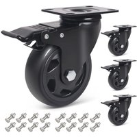 ZVD - 100 mm Lenkrolle mit Bremse – 4er-Set Möbelrollen (16 Schrauben im Lieferumfang enthalten) von ZVD