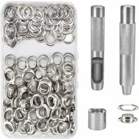100-teiliges Ösen-Set aus Metall, Werkzeug-Set, 14 mm, Ösen-Set für die Reparatur von Segeltuchplanen, Zelt, Silber 100-teiliges Ösen-Set aus Metall, Werkzeug-Set, 14 mm, Ösen-Set für die Reparatur von Segeltuchplanen, Zelt, Silber von ZVD
