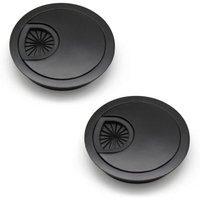 ZVD - 2 Stück Kabeldurchführung 60 mm Kabellochabdeckung für Schreibtische, Büros und Arbeitsplatten Farbe: Schwarz Material: Zinklegierung von ZVD