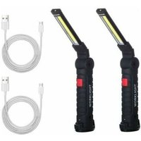 ZVD - 2 x cob Arbeitsleuchte Wiederaufladbare led Arbeitslampe cob Werkstattlampe Taschenlampe Arbeitslicht led Arbeitslampe Mit Magnetfuß von ZVD