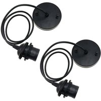 2X E27 Lampenfassung Metall Pendelleuchte Retro Kronleuchter Deckenpendellampenhalter mit Kabelaufhängung für Deckenpendellampen - Schwarz von ZVD