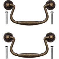 2er-Pack 100 x 50 mm antike Schubladengriffe, klappbare bronzefarbene Eisengriffe für Schranktüren, Kommoden, Küchen, Sideboards usw., von ZVD