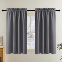 2er-Set Gardinen mit Stangendurchzug, blickdicht, für kleine Fenster, Schlafzimmer, Schränke, Türen oder Küchen, B 132 x H 137 cm, Grau 2er-Set Gardinen mit Stangendurchzug, blickdicht, für kleine Fenster, Schlafzimmer, Schränke, Türen oder Küchen, B 132 x H 137 cm, Grau von ZVD