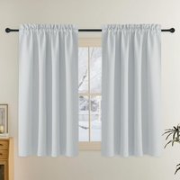 2er-Set Gardinen mit Stangendurchzug, blickdicht, für kleine Fenster, Schlafzimmer, Schränke, Türen oder Küchen, B 132 x H 137 cm, Weiß von ZVD