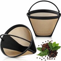 2er Set Wiederverwendbare Kaffeefilter Permanent Kaffeefilter Edelstahlgewebe mit Griff, Handkaffeefilter für Kaffeemaschine Büro Café, Leicht zu von ZVD